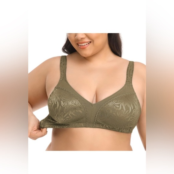 NWT 48DDD Deyllo Women's Minimizer Bra Full Coverage Wirefree Non Padded Olive - Picture 6 of 7